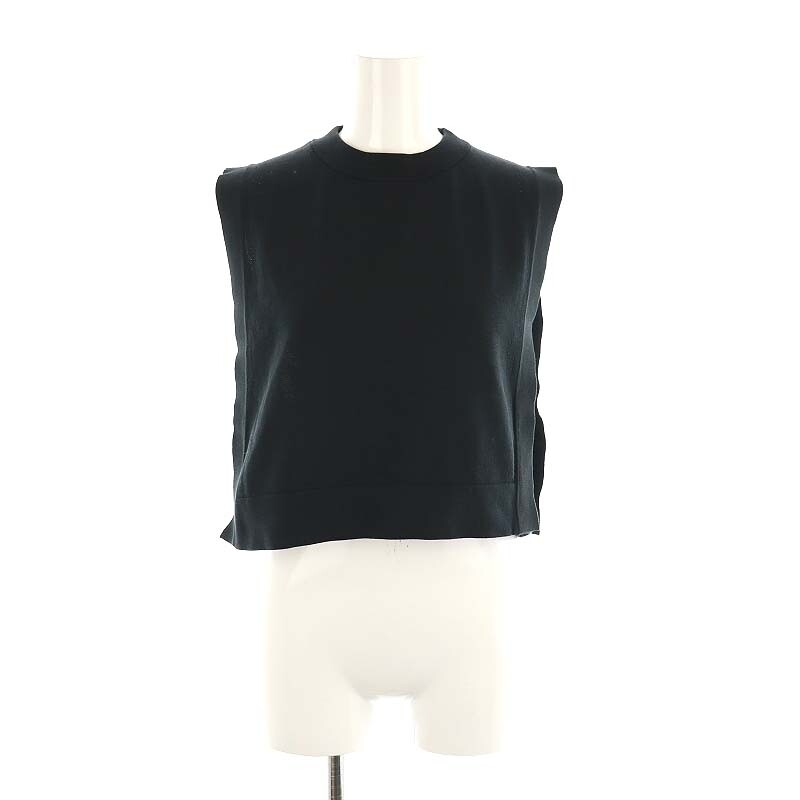 HYKE 24SS CROPPED TOP SWEATER KNIT VEST PULLOVER BLACK WOMEN