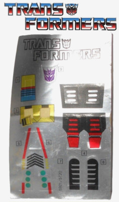 G1 Transformers 1985 KICKBACK STICKER Sheet vintage unused stickers Generation 1
