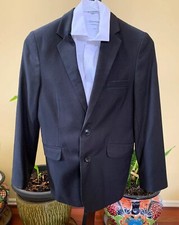 Chaps Boys Sz 12 R Black Blazer Sateen White Shirt Easter Formal Holiday