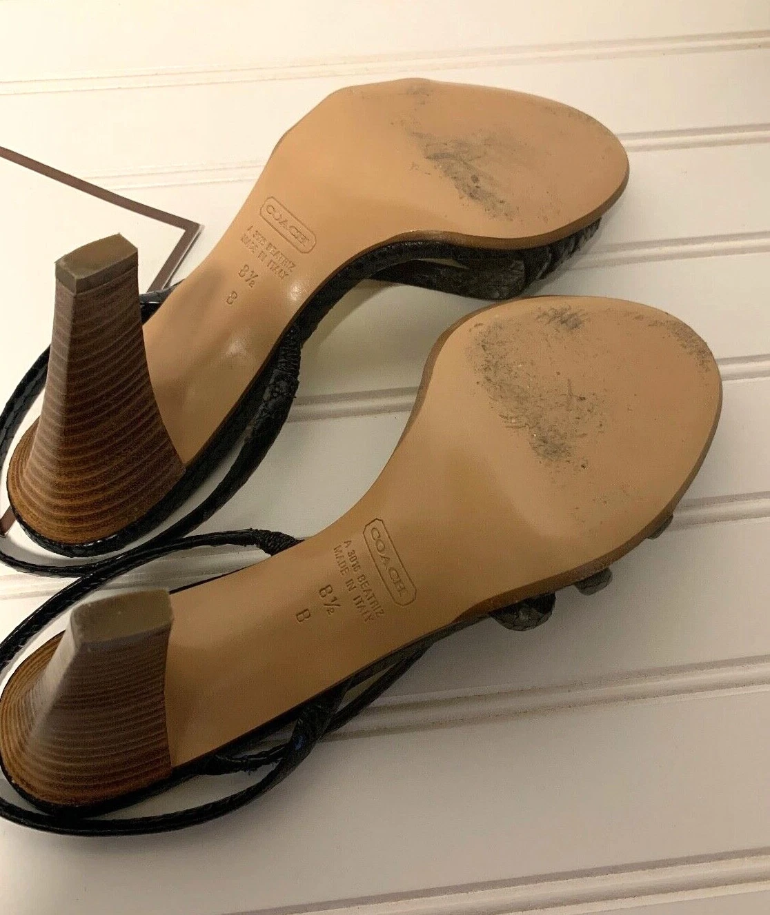 Sandali Coach donna tacco slingback nero scarpe eleganti 8 5