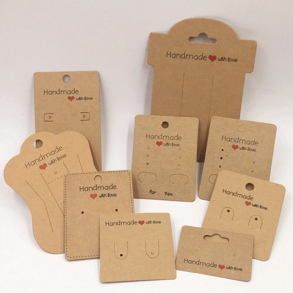 Wholesale Fold Over Kraft Paper Adhesive Jewelry Display Cards for