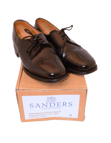 SANDERS Gibson 5151B Military Parade Shoes Black Leather Ladies UK5 EU38