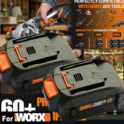 2X For Worx 20V WA3578 Power Share Battery 3.0Ah WA3520 WA3525 WA3575 Cordless