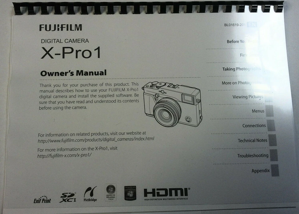 FUJIFILM X-PRO1 MANUALE ISTRUZIONI STAMPATO GUIDA UTENTE 136 PAGINE A5