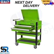 Sealey AP760MHV Green Heavy Duty Mobile Tool & Parts Portable Trolley 2 Drawers 
