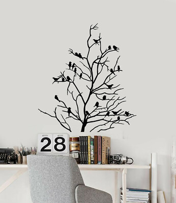Vinyl Wall Decal Bare Tree Birds Branches Living Room Decor Sticker ...