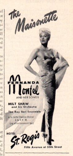 1958 Hotel St. Regis PRINT AD  The Maisonette features Fernanda Montel NY - Afbeelding 1 van 1