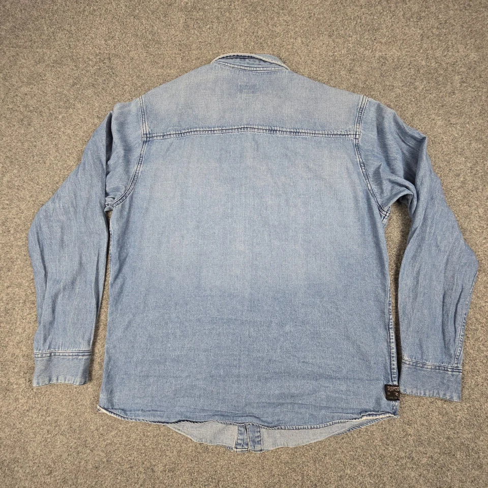 Vtg Ripcurl shirt men XLARGE blue denim The Search button up long sleeve Size XL - Image 4 of 4