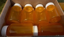 Lot of 6 Empty Amber Plastic Medicine Pill Bottles Hobby Crafts Storage