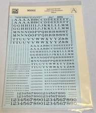 MICROSCALE HO DECAL-RAILROAD ROMAN LETTERS/NUMBERS-BLACK 90002