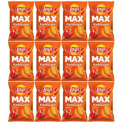  Lay's Max Lays Karbowane Chipsy paprykowe 40 g x 12 sztuk ZESTAWY