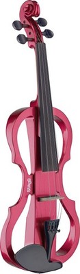 4/4 Silent Violin Set mit Rot Metallic Violine, Softcase und Kopfhörer, Geige