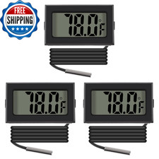 3Pcs Black Digital LCD Thermometer Temperature Monitor with External Probe...