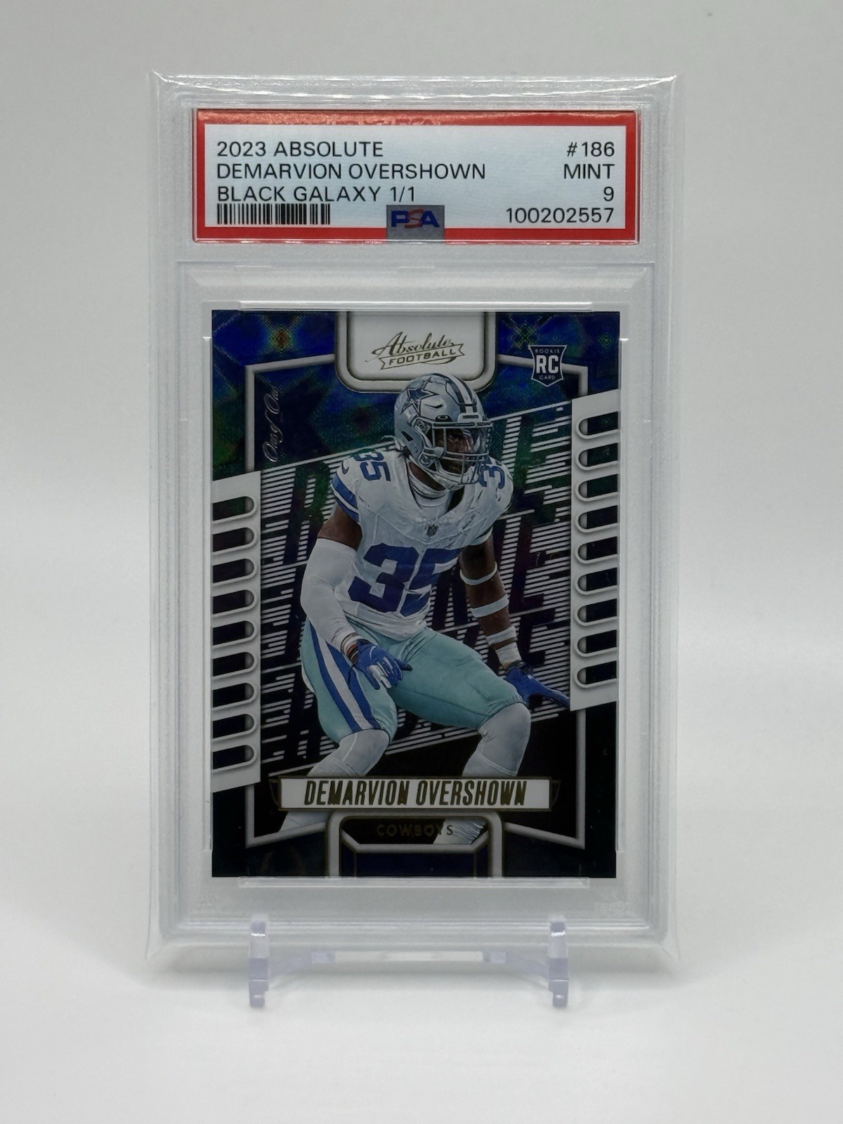 2023 Panini Absolute DEMARVION OVERSHOWN Black Galaxy Rookie #1/1 - PSA 9