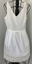 Cremieux Women’s Dress Sundress white pointelle Summer lined preppy old money