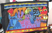 Laurel Burch Large Tote Bag Cats  Dogs 14  W x 10  H x 4.5  Deep NWTs
