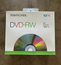 NEW 10 pack Memorex DVD-RW   120 min   4.7 GB   4X   Rewritable discs with case