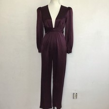 IEENA for Mac Duggal Women Stunning Elegant Burgundy Satin Event Jumpsuit S