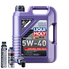 Motoröl 5W40 LIQUI MOLY Synthoil High Tech 5L+BOSCH Ölfilter +Spülung +Cera Tec