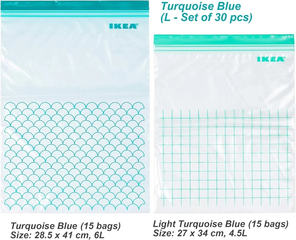 2 juegos de bolsas Ikea ISTAD, aptas para congelador, alimentos reutilizables talla única, transparentes Foto 2 de 4