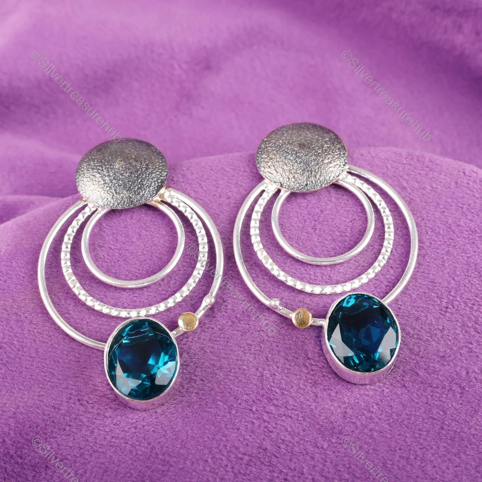 磷灰石宝石纯银耳钉邮政通道套装婚礼生日耳环 — 第 3/4 张图片