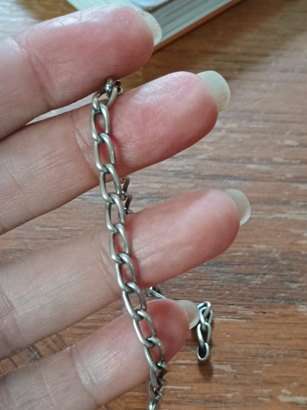 Antique Solid 800 Silver CHARM BRACELET Thick Lin… - image 3