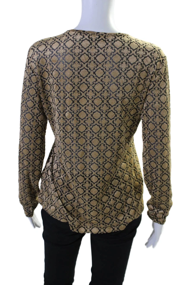 Philosophy di Alberta Ferretti Womens Long Sleeves Blouse Beige Black Size 12 - Image 3 of 4