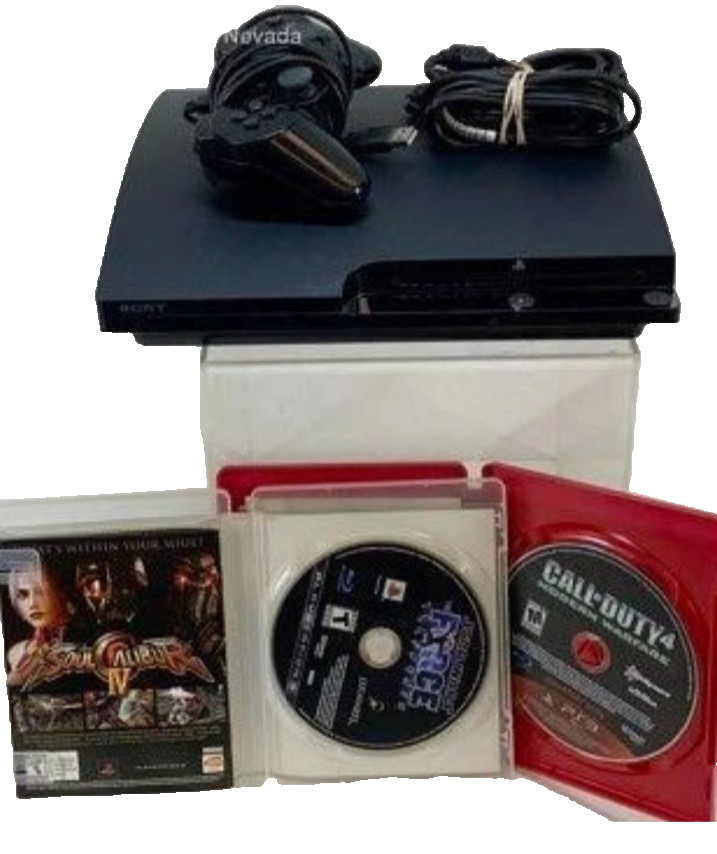 Sony Playstation 3 Slim 300G console Bundle w/ controller & games - Tested