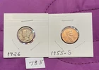 1926 Mercury  Silver Dime  And Ch. BU 1955-S Lincoln Cent  See Photos Lot 785