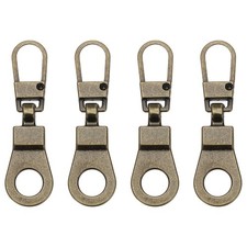 Zipper Pull Replacement, 4 Pcs Detachable Metal Zipper Tab Repair Kit, Bronze