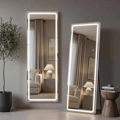 LED Full Length Mirror 58''x18'' - Dimmable, Touch Control, 3 Color Lighting