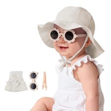 UPF50 Baby Sun Hat and Sunglasses - Sun Protection Hat for Boy Girl, Wide Br...