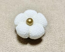 Obidome Flower White Kimono Accessories Crepe Cloth Used Japan
