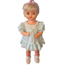 VTG 60s Sayco Doll Corp Drinker Wetter Girl Doll 22" Blonde Blue Sleepy Eyes