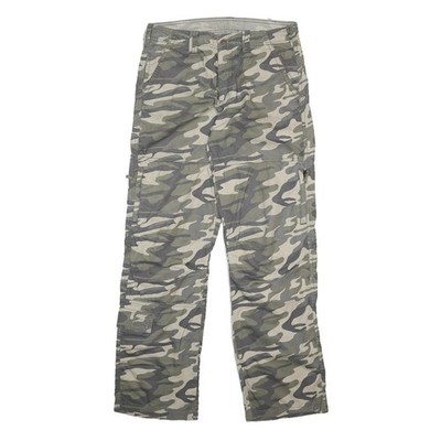 ANGELO LITRICO Herren Baumwolle Grün Tarnfarbe Regular Gerade Hose W32 L32