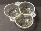 Vintage Anchor Hocking Moonstone Opalescent Hobnail 3 Part Divided Dish 6.5"