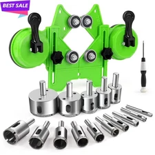 15PCS Diamond Hole Saw Kit Drill Bits Sets With Double Suction Cups Guide Jig US