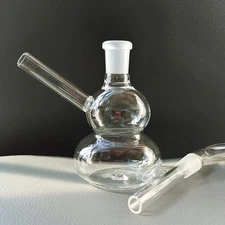 Portable 4" Clear Gourd Glass Bong Hookah Smoking Water Pipe Bubbler W/Bowl