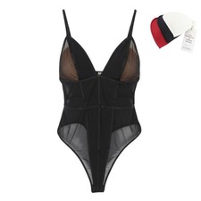 Scandale Le Body Sleek Black Sheer Mesh Bodysuit XL 3 Removable Pads