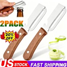 2PCS 2 in 1 Multi Functional Vegetable Peeler with Bottle Opener and Wooden Ha
