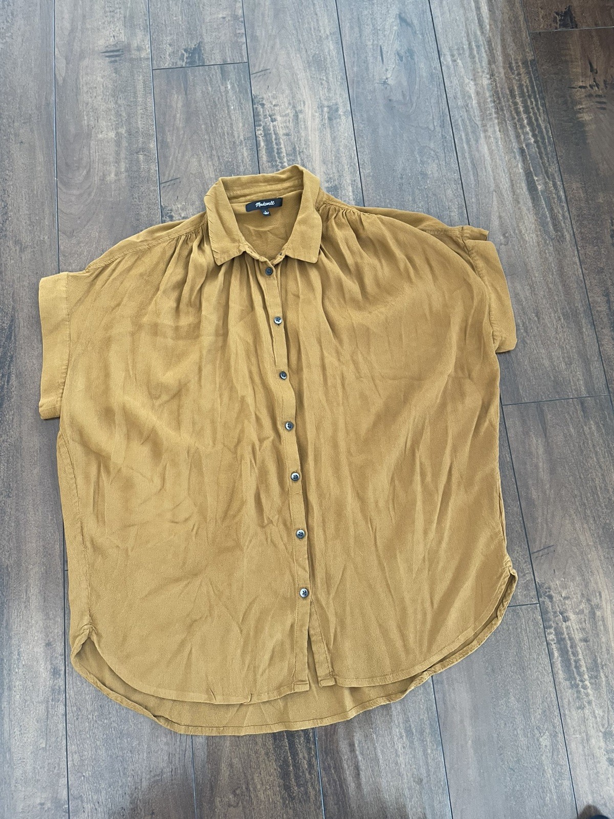 Madewell Womans Button Front Ribbed Cropped Tee Size S
