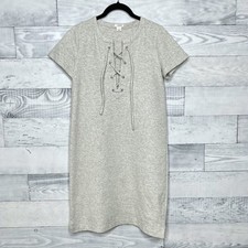 J. Crew Lace Up Knit Dress Sweatshirt Gray Short Sleeve Size XS