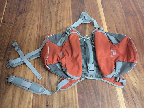 REI Co-op Dog Pack Harness Backpack Saddle Bag Rust Orange Gray Size Medium
