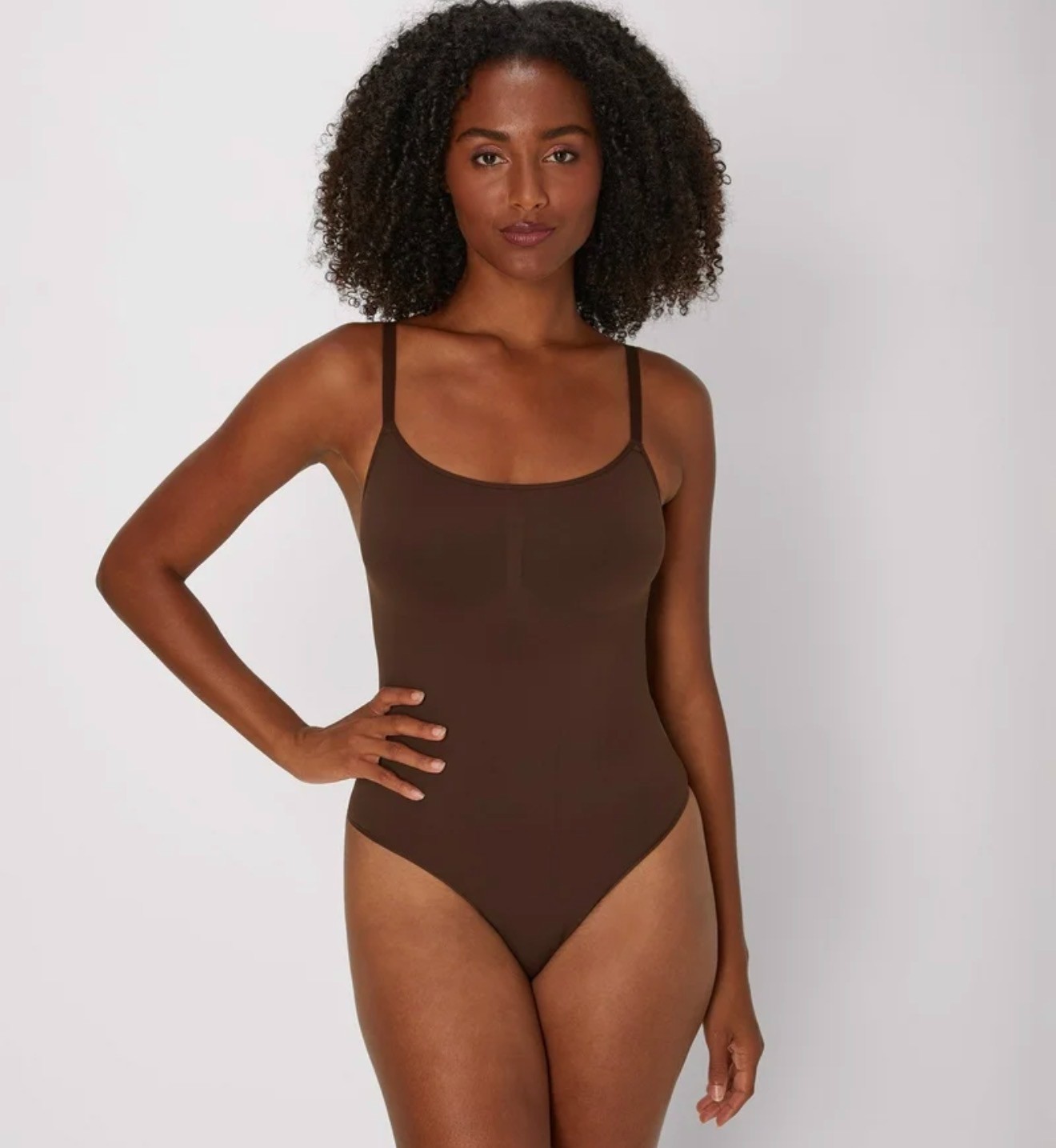 Maidenform Seamless Tummy Control Shapewear Thong Bodysuit DMS830 - BROWN