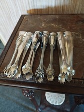 Lot of 7 Sugar Tweezers Various Models in Silver Metal