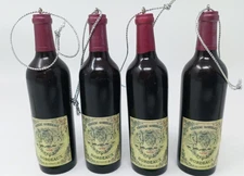 Chateau Gordeaux Bordeaux Wine Bottle Resin Christmas Ornament Lot of 4