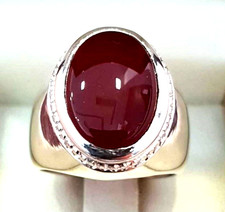 Men  s 925 Silver Natural Yemeni Red Carnelian Aqeeq Ring Simple Classic Design
