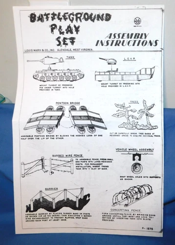 MARX BATTLE GROUND PLAYSET ASSEMBLY INSTRUCTION SHEET (COPY) P-1575