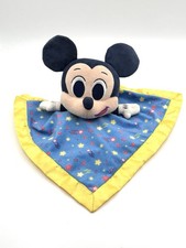 Disney Mickey Mouse security Blanket Baby Blue Yellow Star Satin Lovey