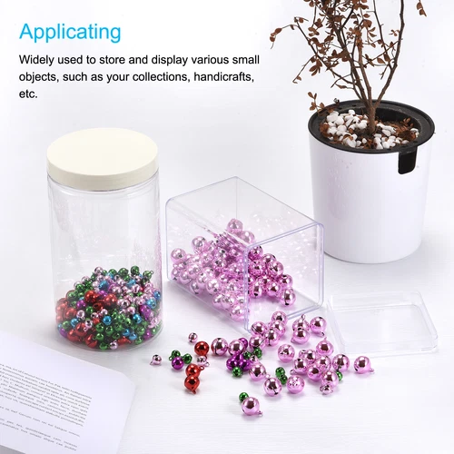 2 x Clear Acrylic Plastic Storage Box Square Cube Display w Lid 9.5x9.5x9.5cm - Picture 6 of 6